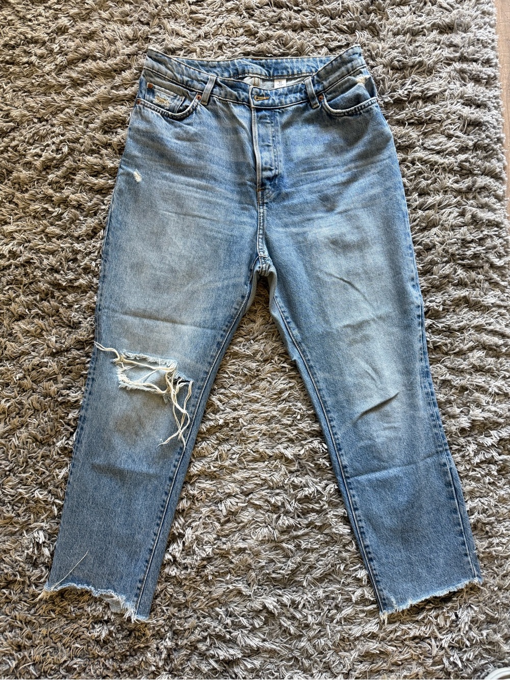 H&M Light Blue Distressed Boyfriend Jeans